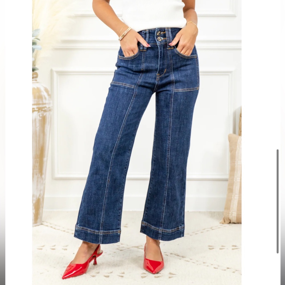 Violets are blue wide crop denim